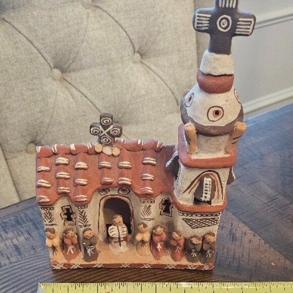 Clay Terra Cotta Pottery Peru Peruvian Church Folk Art Christian - Picture 1 of 5